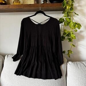 Altar’d State Boho Long Sleeve Dark Purple Embroidered Top
